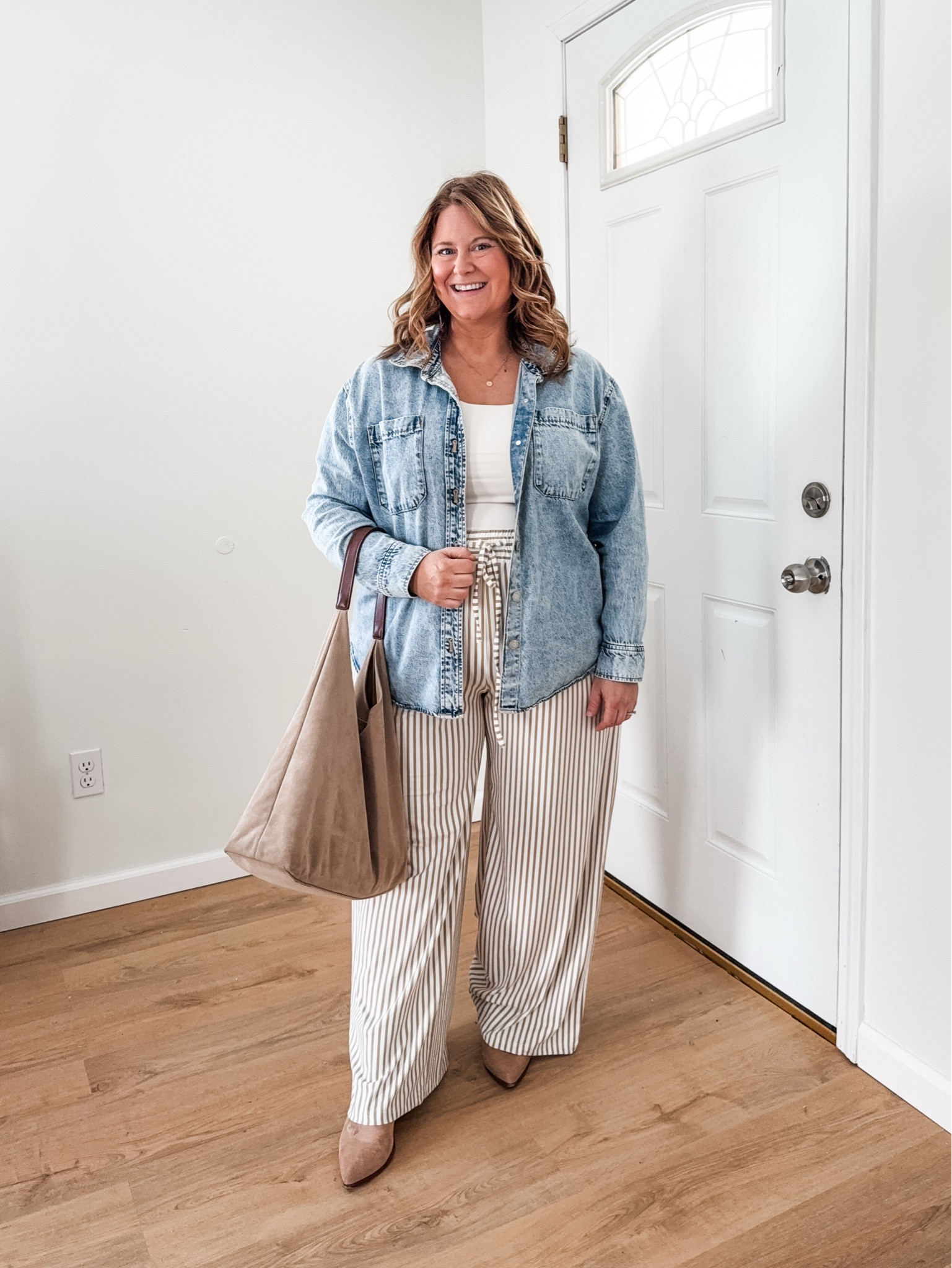 Wearing an XL in my tank and pants.  Denim shirt is older so linked similar  Currently 19 weeks pregnant and these pants are great now and will be great postpartum too. 

#LTKBump #LTKmomlife #LTKMidsize