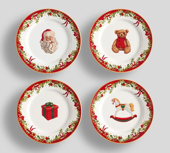 Nostalgic Christmas Icon Stoneware Appetizer Plates - Mixed Set of 4 | Pottery Barn (US)