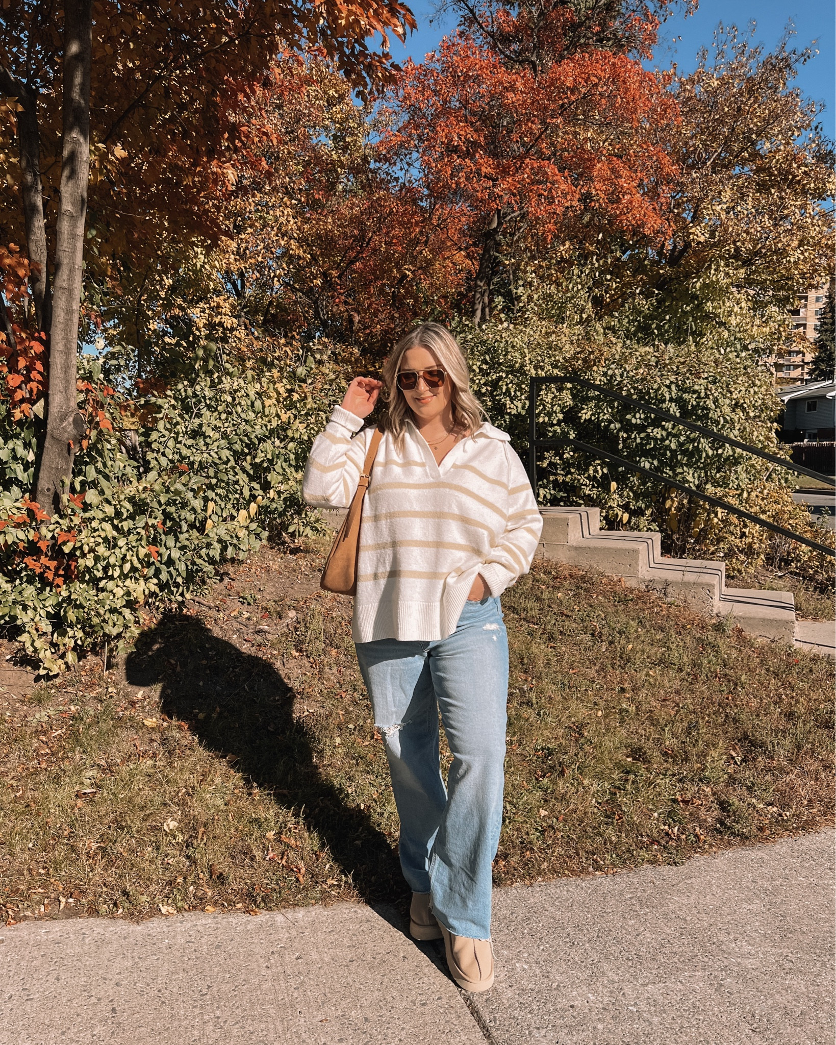 Comfy casual fall outfit - super soft oversized polo sweater (TTS, L) and baggy wide leg jeans (TTS, 14). Also linked a bunch of similar options! Ugg Tazz platforms are super comfy and TTS, I’m usually a 9.5-10 and wear a 10


#LTKstyletip #LTKautumn #LTKmidsize