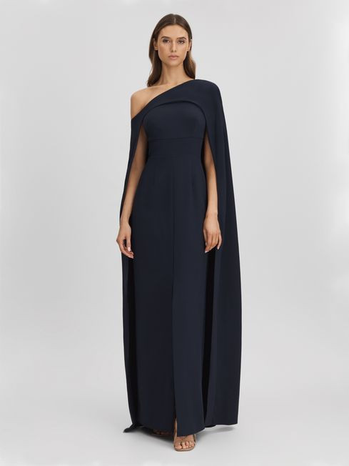 Halston Off-The-Shoulder Cape Maxi Dress | Reiss UK