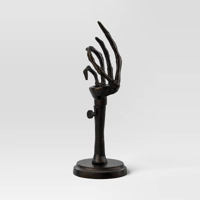 Skeleton Hand Adjustable Taper Candle Holder Aluminum Black - Threshold™ | Target