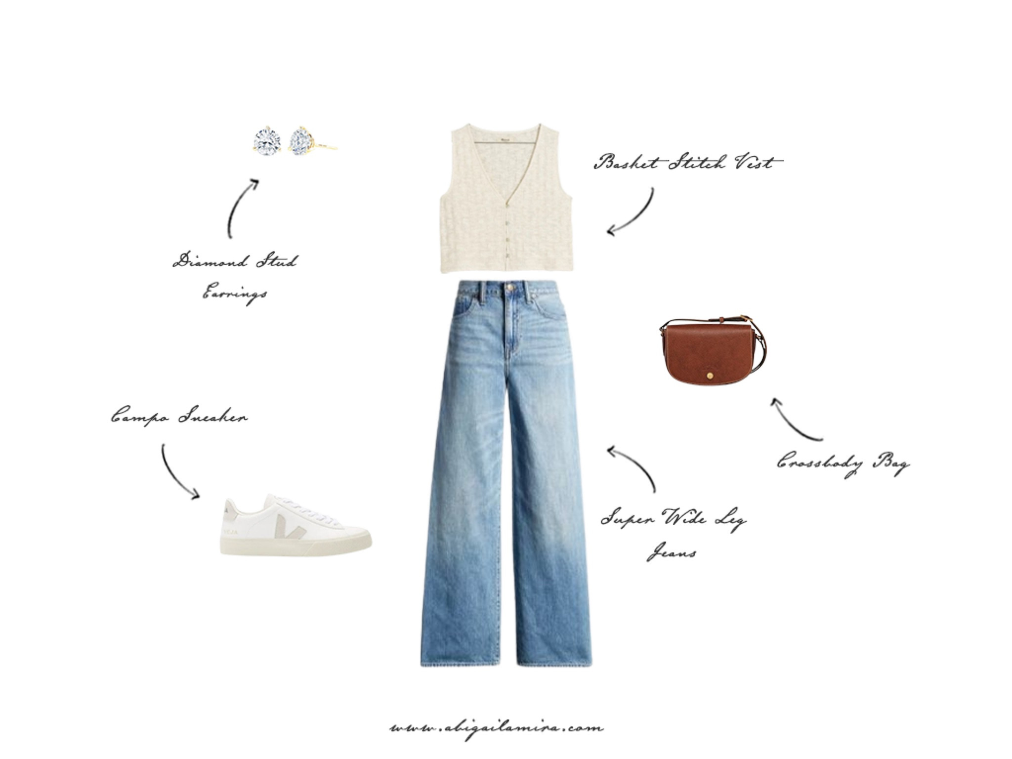 This outfit is the epitome of granny chic! The light blue wide-leg jeans and knitted vest create a look that's not only stylish but also incredibly comfortable. Paired with a crossbody bag, cool sneakers, and diamond studs, this ensemble strikes the perfect balance between fashion and comfort. Whether you're planning a beach day, a coffee meet-up with friends, or a movie night at home, this outfit will keep you feeling at ease and looking fabulous.

#LTKStyleTip #LTKSeasonal #LTKOver40