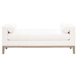 Kelly Modern Classic White Performance Cushioned Grey Oak Frame Bedroom Bench | Kathy Kuo Home