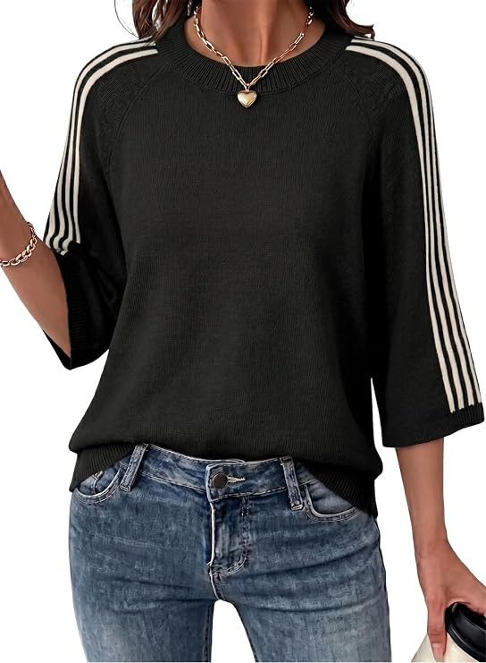 Dokotoo Oversized 3/4 Sleeve Sweaters for Women Knit Stretch Fall Tops 2026 | Amazon (US)