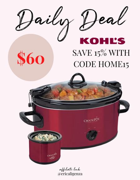 Memorial Day deal - $60 crockpot from Kohl’s! And save an EXTRA 15% off with code HOME15 

Home deals for Memorial Day // crockpot on sale // kitchen appliance on sale // kohls Memorial Day sale 

#LTKSaleAlert #LTKHome #LTKFindsUnder100