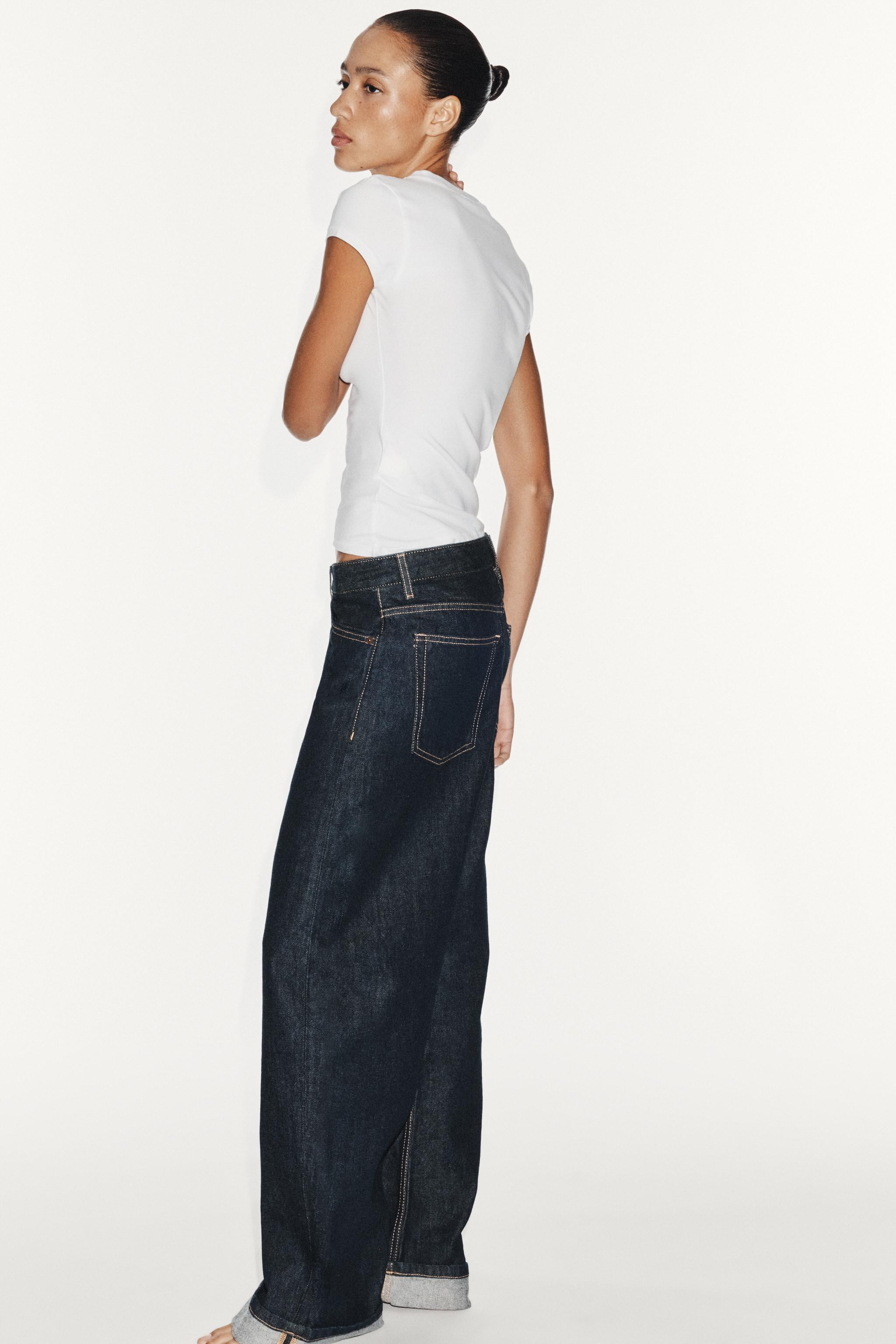 TRF BAGGY FOLDED MID-WAIST JEANS | Zara UK