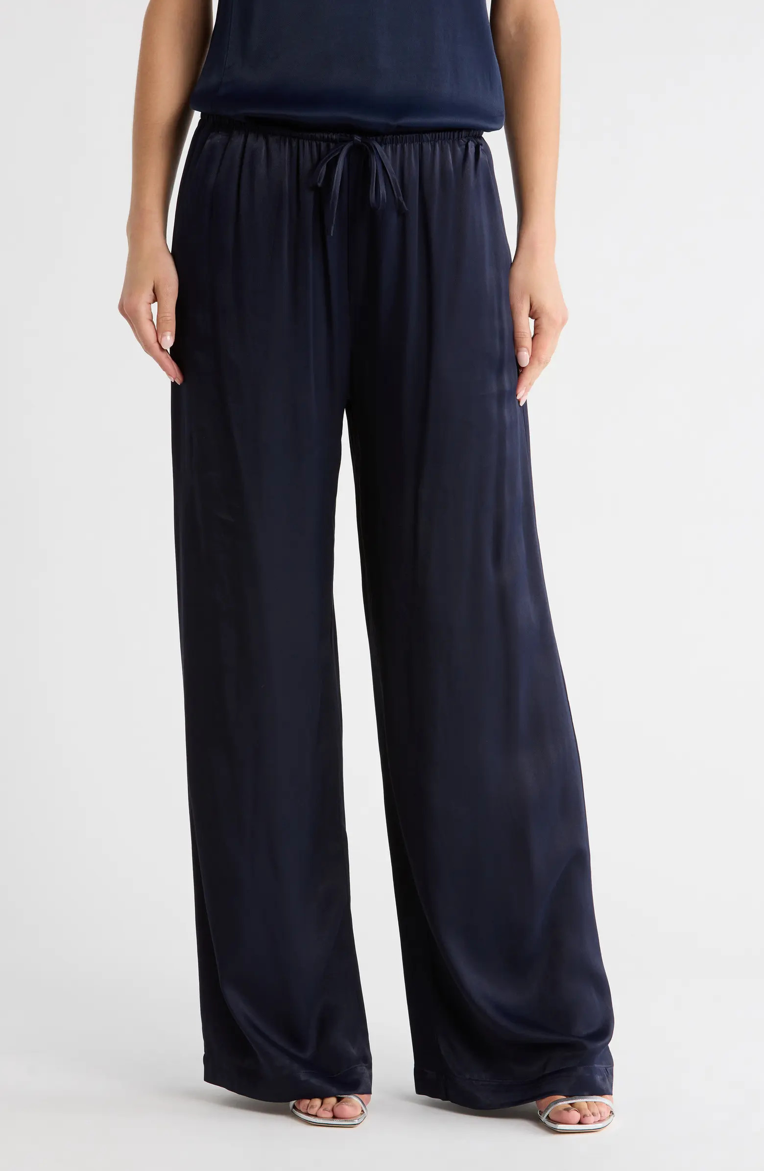 Tie Front Satin Wide Leg Pants | Nordstrom Rack