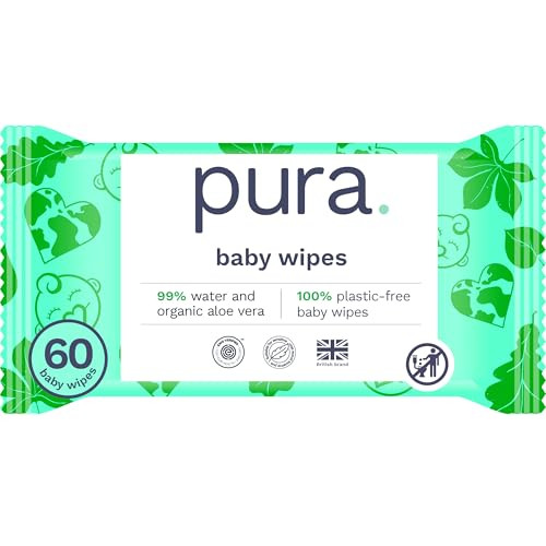 Pura Natural Sensitive Baby Wipes, 99% Water, Unscented & Hypoallergenic, Suitable for Sensitive & Eczema-prone Skin, Fragrance Free & Hypoallergenic, EWG Verified, 1 Pack of 60 Wet Wipes | Amazon (US)