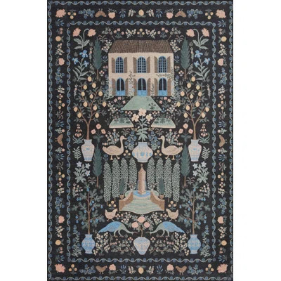 Rifle Paper Co. x Loloi Menagerie MEN-03 Camont Black Rug | Wayfair North America