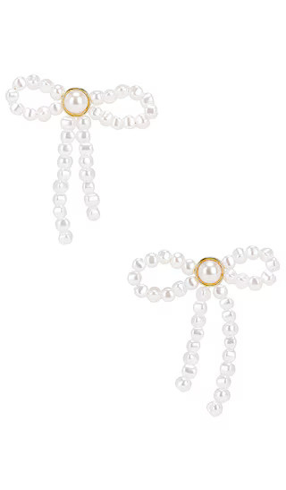Pearl Bow Stud Earrings in Pearl | Revolve Clothing (Global)
