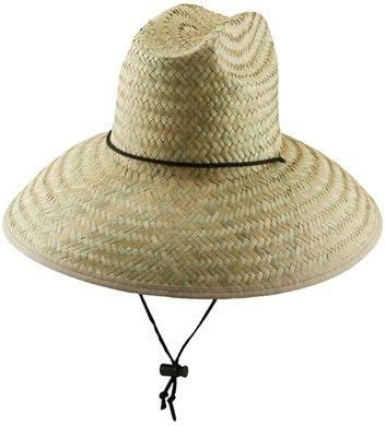 Lifeguard Sun Hat - Palm Fiber Straw, 5" Bound Big Brim, Chin Strap with Toggle, Logo Badge | Amazon (US)