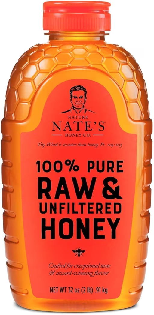 Nate's 100% Pure, Raw & Unfiltered Honey - Award-Winning Taste, 32oz. Squeeze Bottle | Amazon (US)