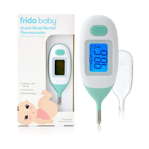 Frida Baby Rectal Thermometer for Babies, Digital Fever Thermometer for Babies, Newborns & Infants, Quick & Accurate Temperature Check, Water Resistant, Clear Case, Memory Holds Last 10 Readings | Amazon (US)