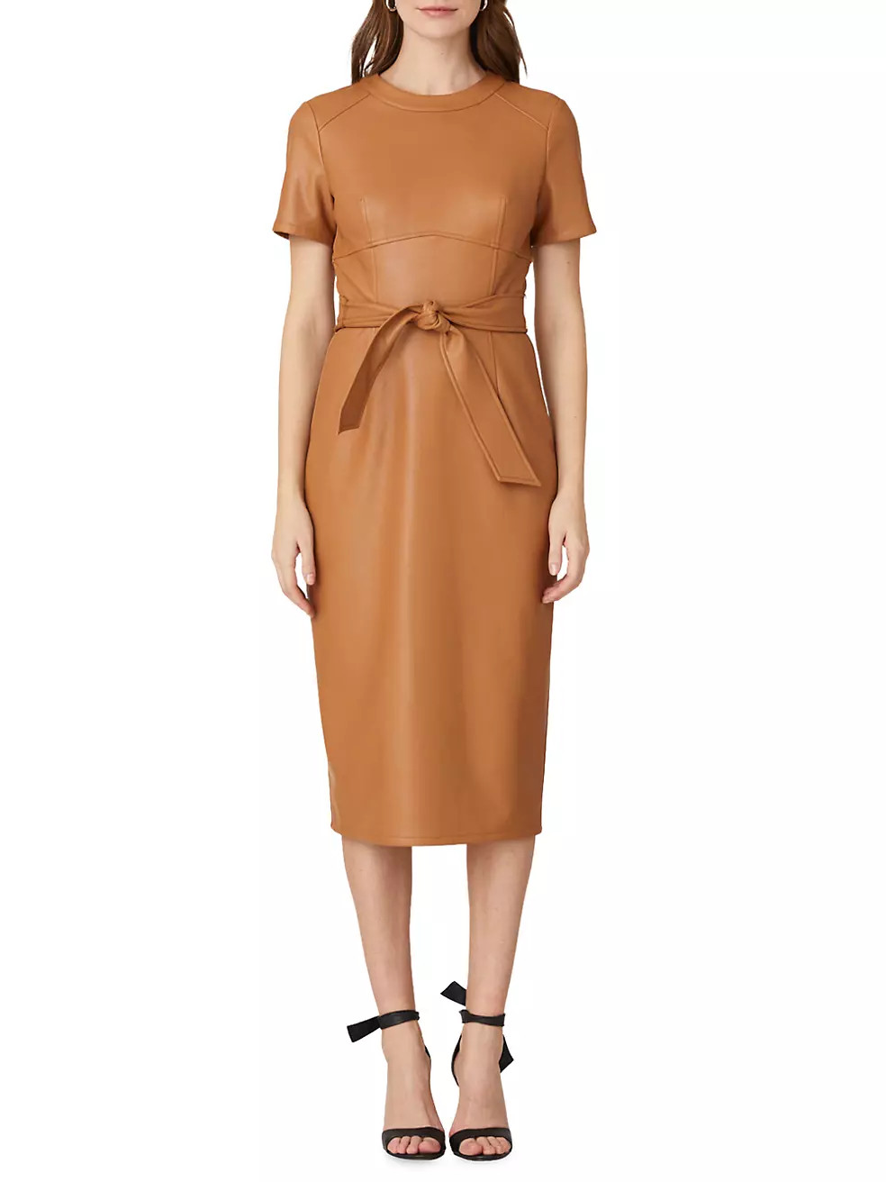 Rhonda Belted Faux Leather Sheath Dress | Saks Fifth Avenue