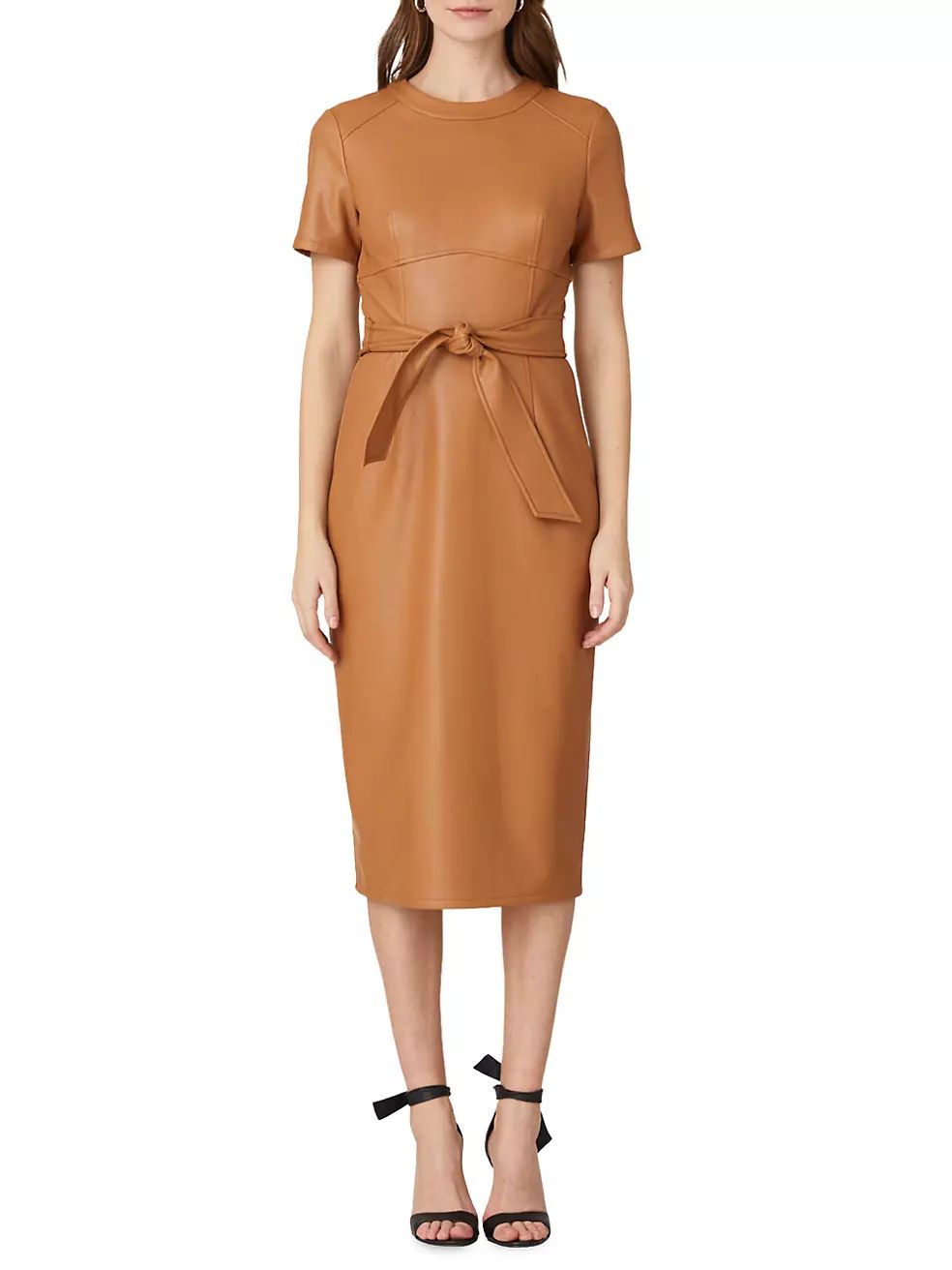Rhonda Belted Faux Leather Sheath Dress | Saks Fifth Avenue
