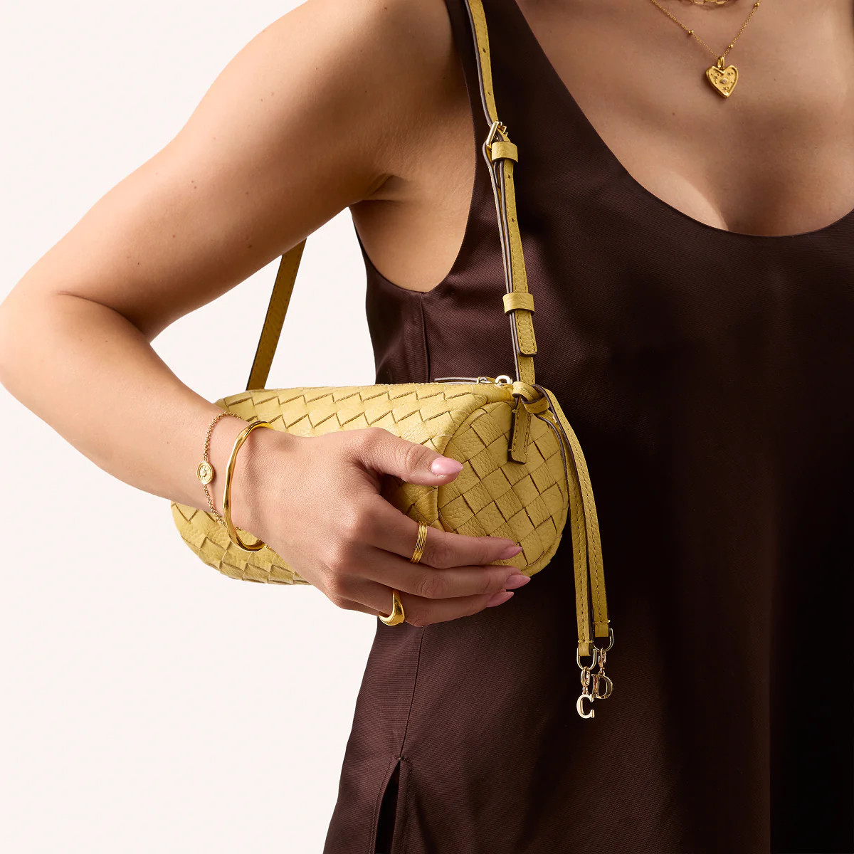 Woven Leather Barrel Bag (Butter Yellow) | Abbott Lyon
