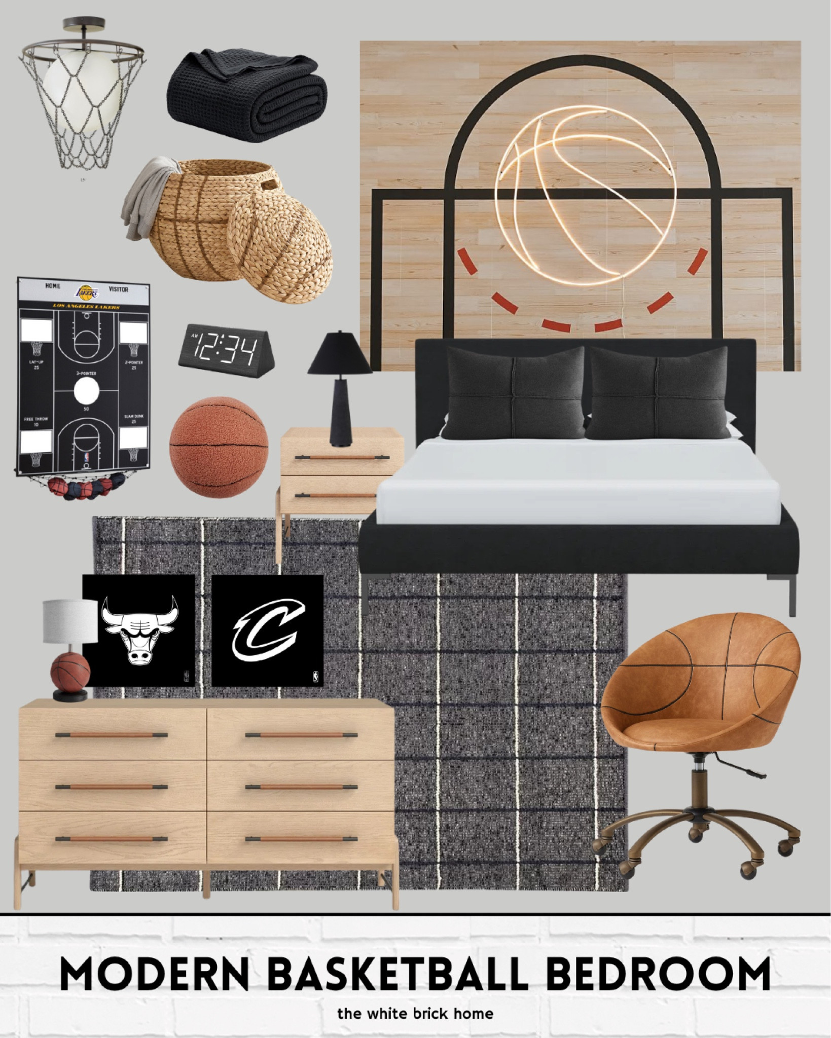 I am in love with this accent wall for a boys bedroom - especially paired with this furniture! I added some extra decor to finish this modern basketball room 🖤

Boys room, boys bedroom, boys bedroom decor, teen room, teen bedroom, teen bedroom decor, kids room, kids bedroom, basketball room, basketball bedroom, bedroom furniture, bed, dresser, nightstand, sports room, sports bedroom, sports themed bedroom, wall decor, wall game, basketball, basketball wall game, nba wall decor, boys basketball room, boys room lighting, boys room chair, boys room accessories, bedroom makeover, kids bedroom sports, Wayfair, Wayfair bedroom furniture, pottery barn teen, Wayfair bedroom rig, Amazon 

#LTKStyleTip #LTKKids #LTKHome