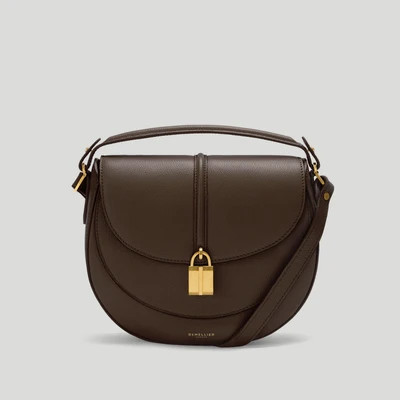 DeMellier The Siena Saddle in Mocha Small Grain Leather Crossbody bag | DeMellier