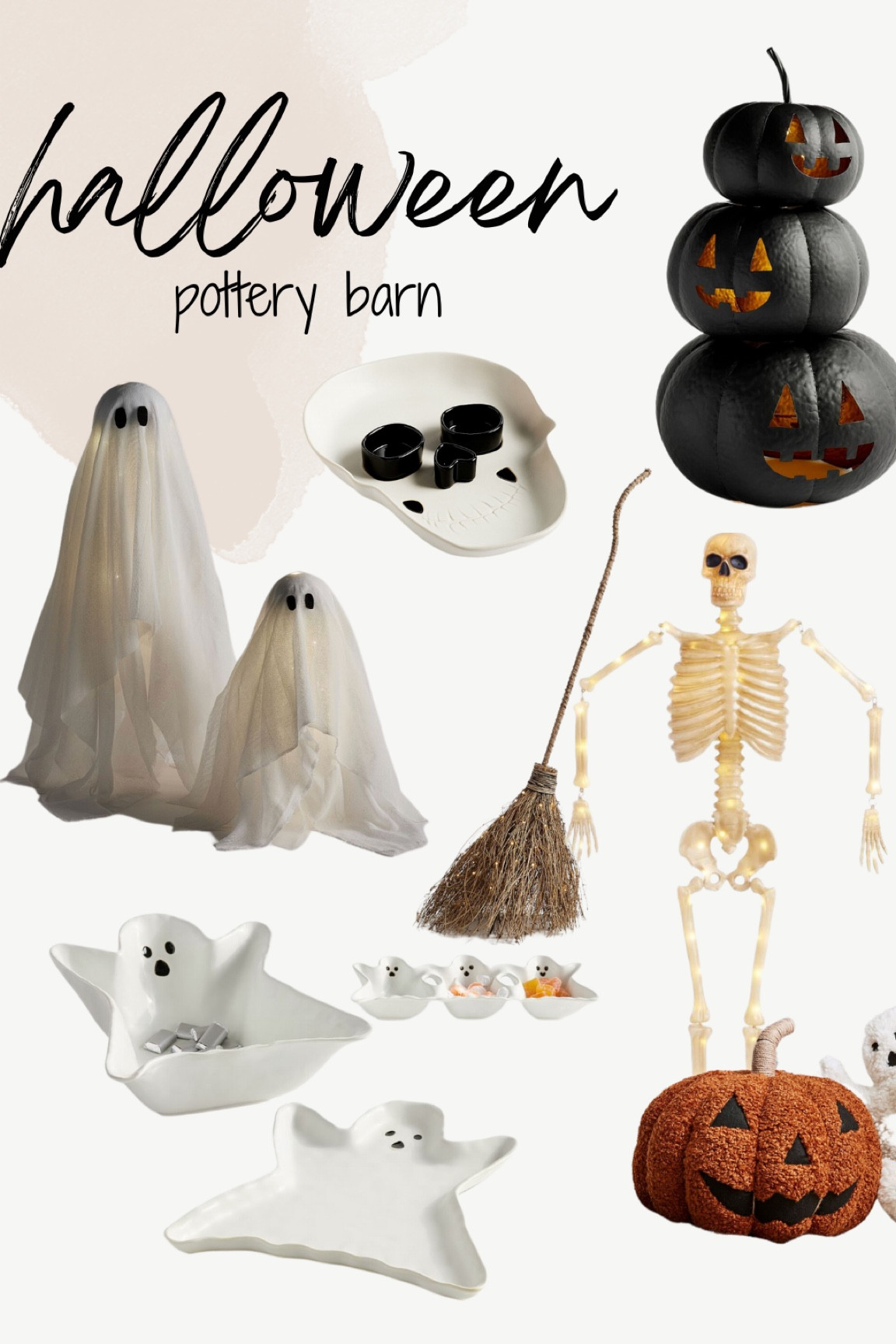 Halloween at pottery barn is happening now! Halloween decor - ghost - pumpkins- light up skeleton - ghost platter - light up witch broom - pumpkin pillow - ghost pillow - Halloween server ware - Halloween party - Halloween table setting - Halloween home 

#LTKhome #LTKSeasonal #LTKFind