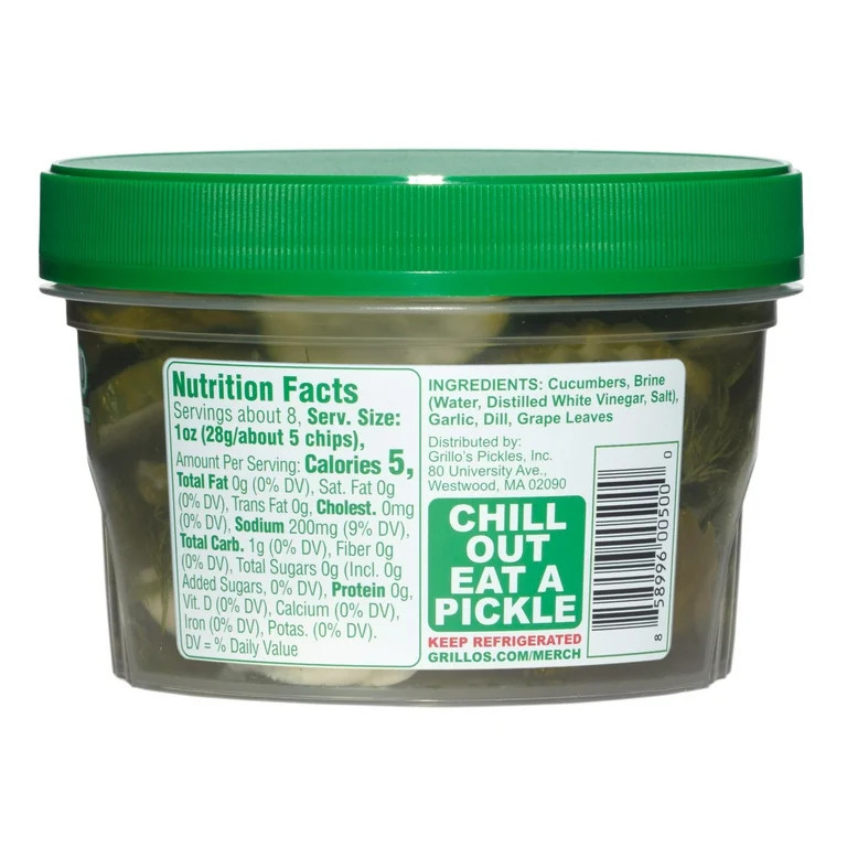 Grillo's Pickles Classic Dill Pickle Chips, 16 fl oz Tub | Walmart (US)