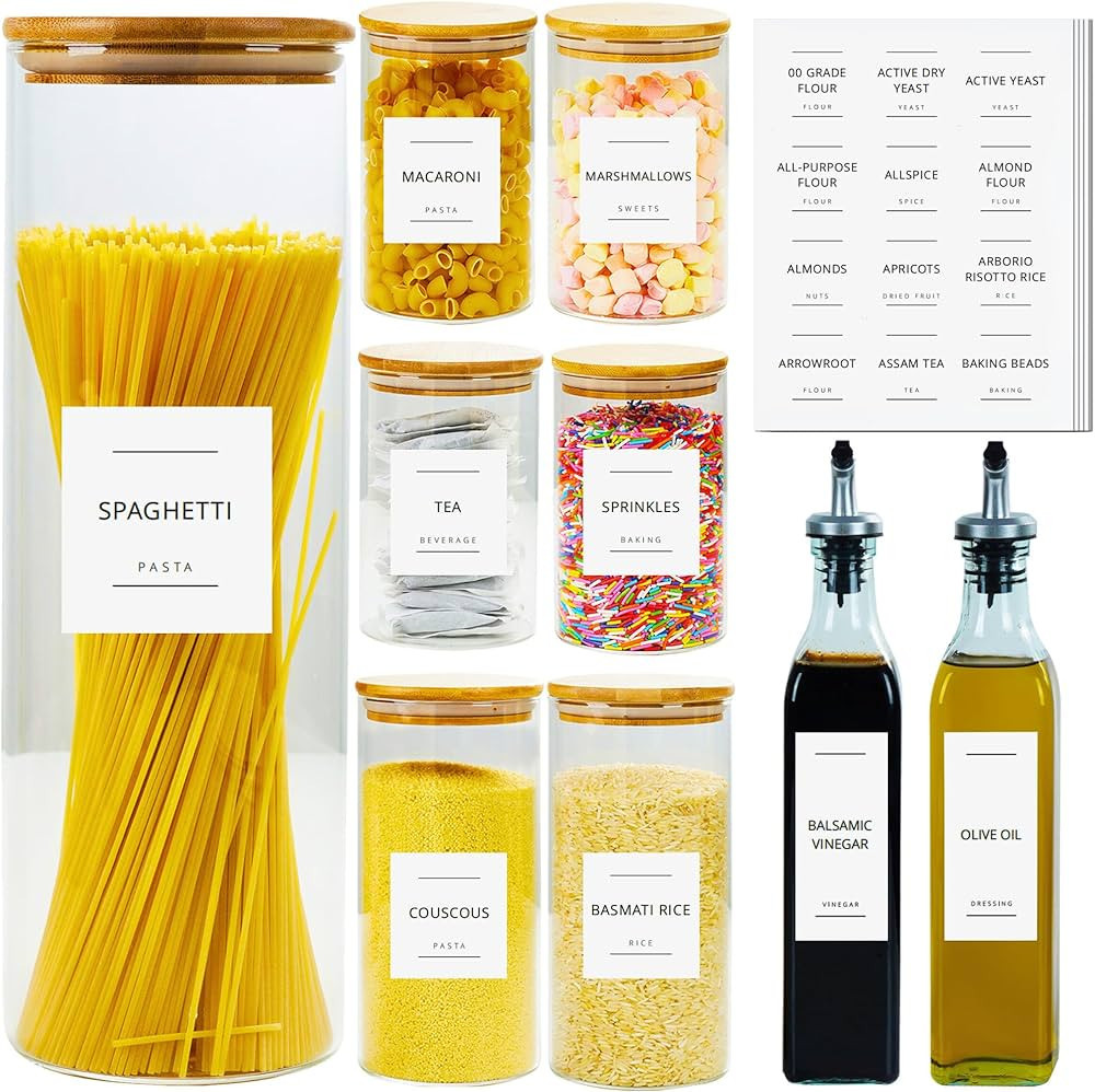 Fix Space 356 Pantry Labels - UK Based Ingredients - Waterproof Pantry Labels Jars - Kitchen Labe... | Amazon (UK)