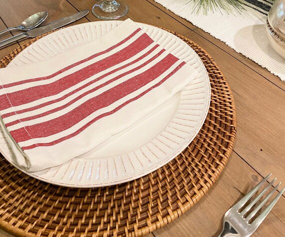 Red Napkins  Country Napkins  Striped Napkins  Cotton | Etsy | Etsy (US)