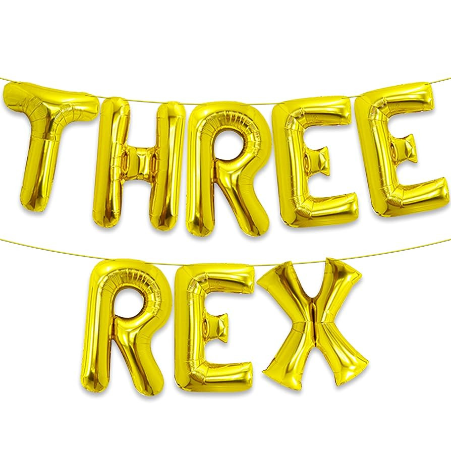 Katchon, Huge Gold Three Rex Balloons - 16 Inch | Three Rex Birthday Decorations Boy | Dinosaur B... | Amazon (US)