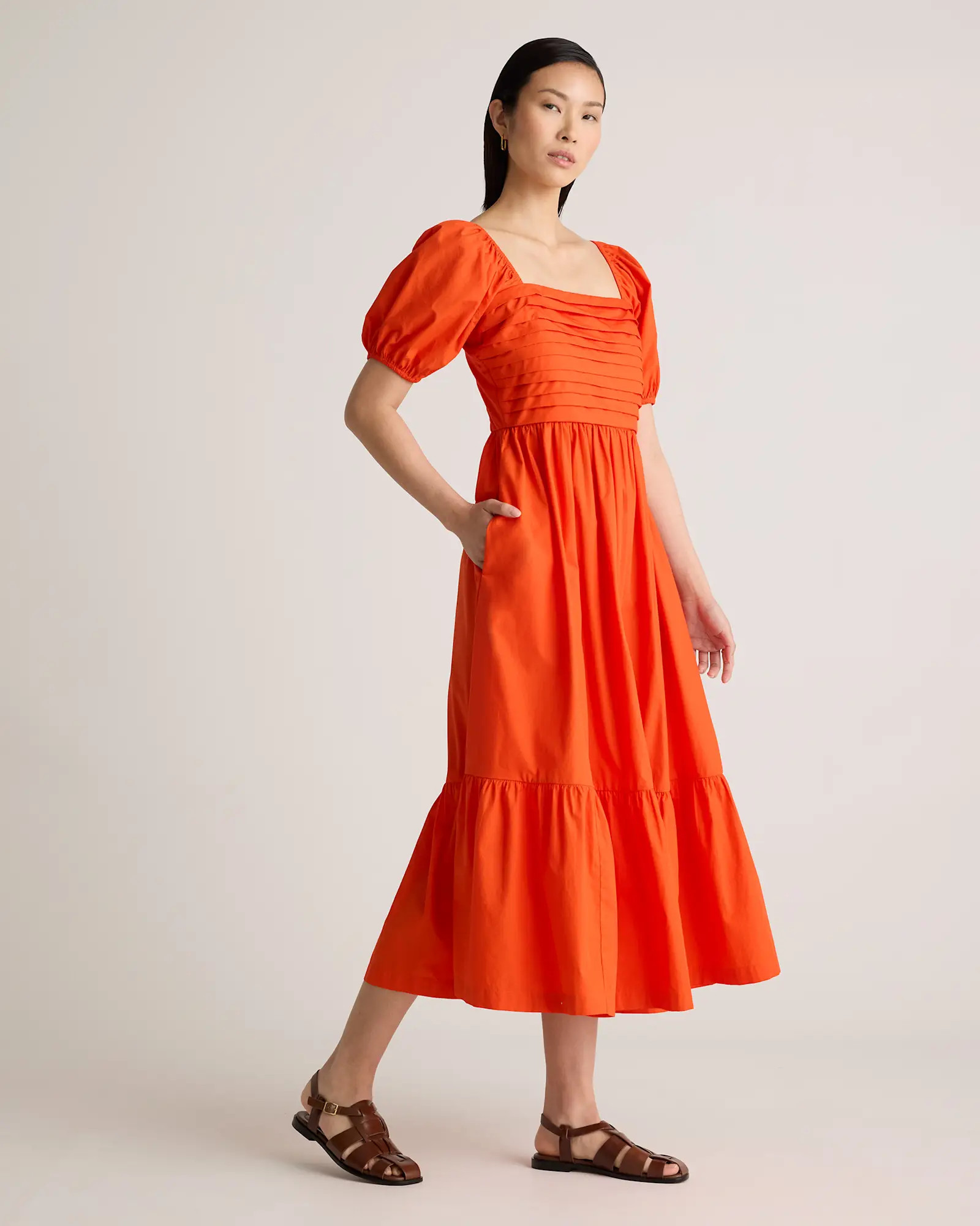 100% Organic Cotton Ruched Midi Dress | Quince