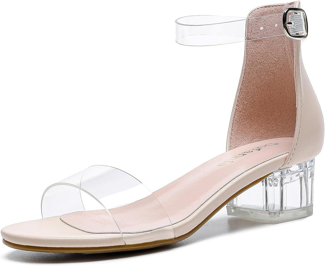 Dufannie Girls Sandals Low Heels Dress Pump Ankle Strap Open Toe Flower Girl Wedding Party for To... | Amazon (US)
