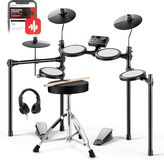 Donner Electric Drum Set, DED-70 Electronic Drum Kit for Beginner with 150 Sounds, 4 Quiet Mesh P... | Amazon (US)