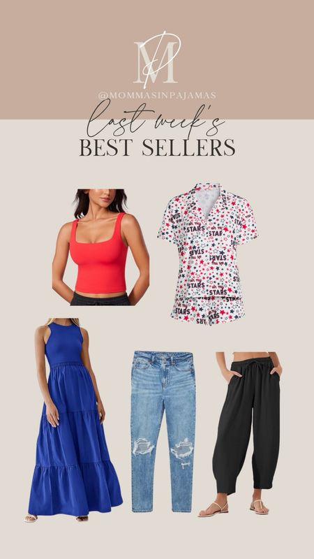 Last week’s best sellers! Incredible soft square neck tank top, 4th of July pajamas (under $20!) that I’ll be living in, petite friendly maxi dress, petite distressed jeans, and the perfect ankle length linen pants for summer 

#LTKSeasonal #LTKFindsUnder50 #LTKStyleTip