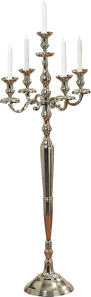 Hamptons Tall Silver Floor Candelabra, Standing Five Candle Holder | Amazon (US)