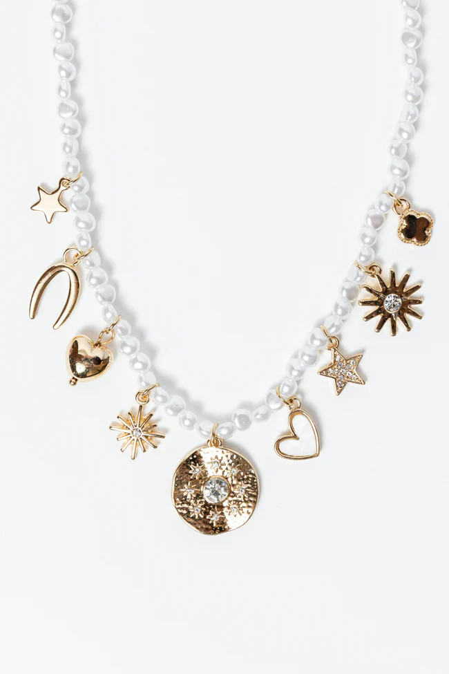 Lilith Pearl Charm Necklace | Pink Lily