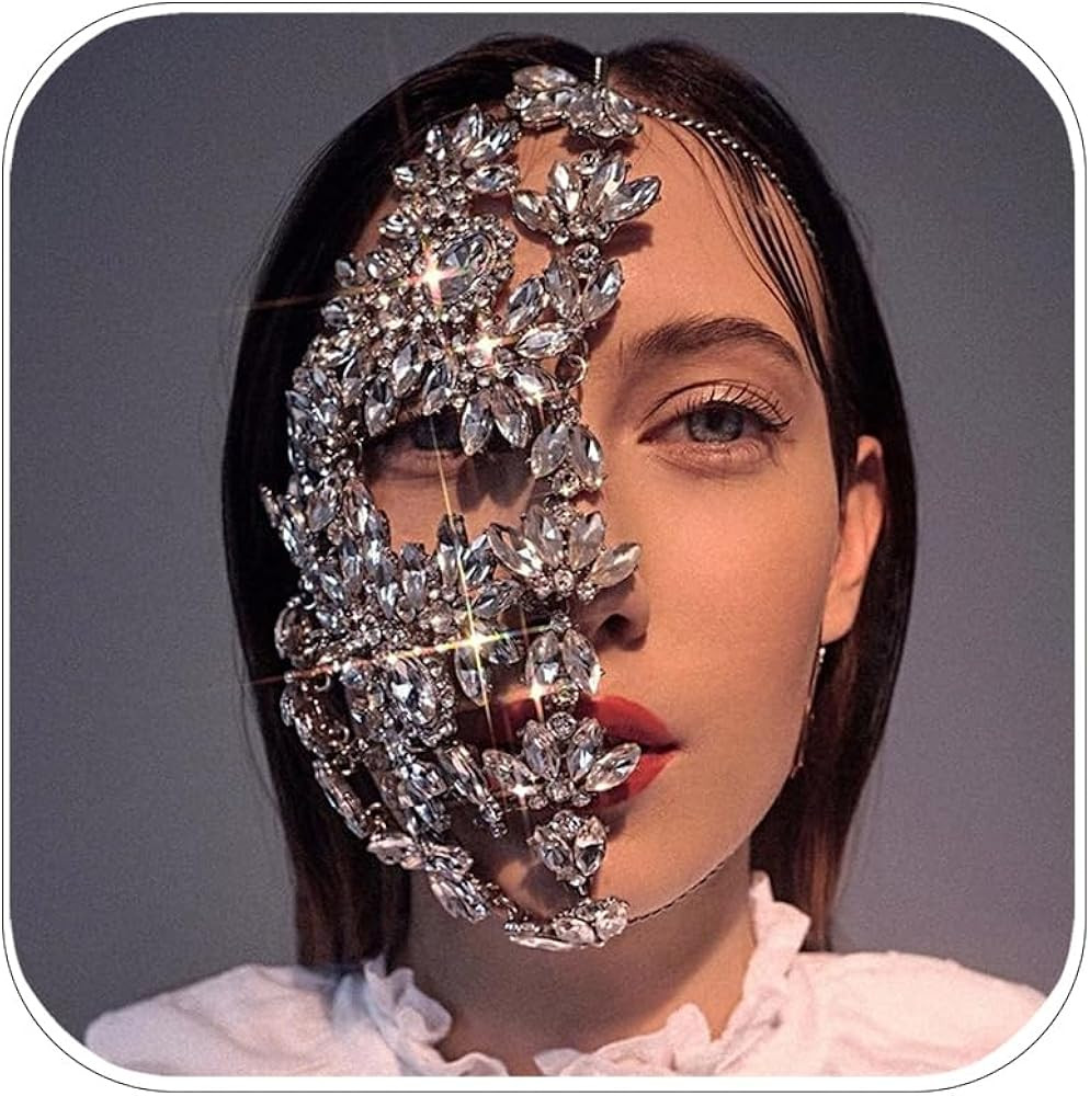 STONEFANS Rhinestone Masquerade Mask Full Face Jewelry for Women Mardi Gras Mask Crystal Face Cha... | Amazon (US)