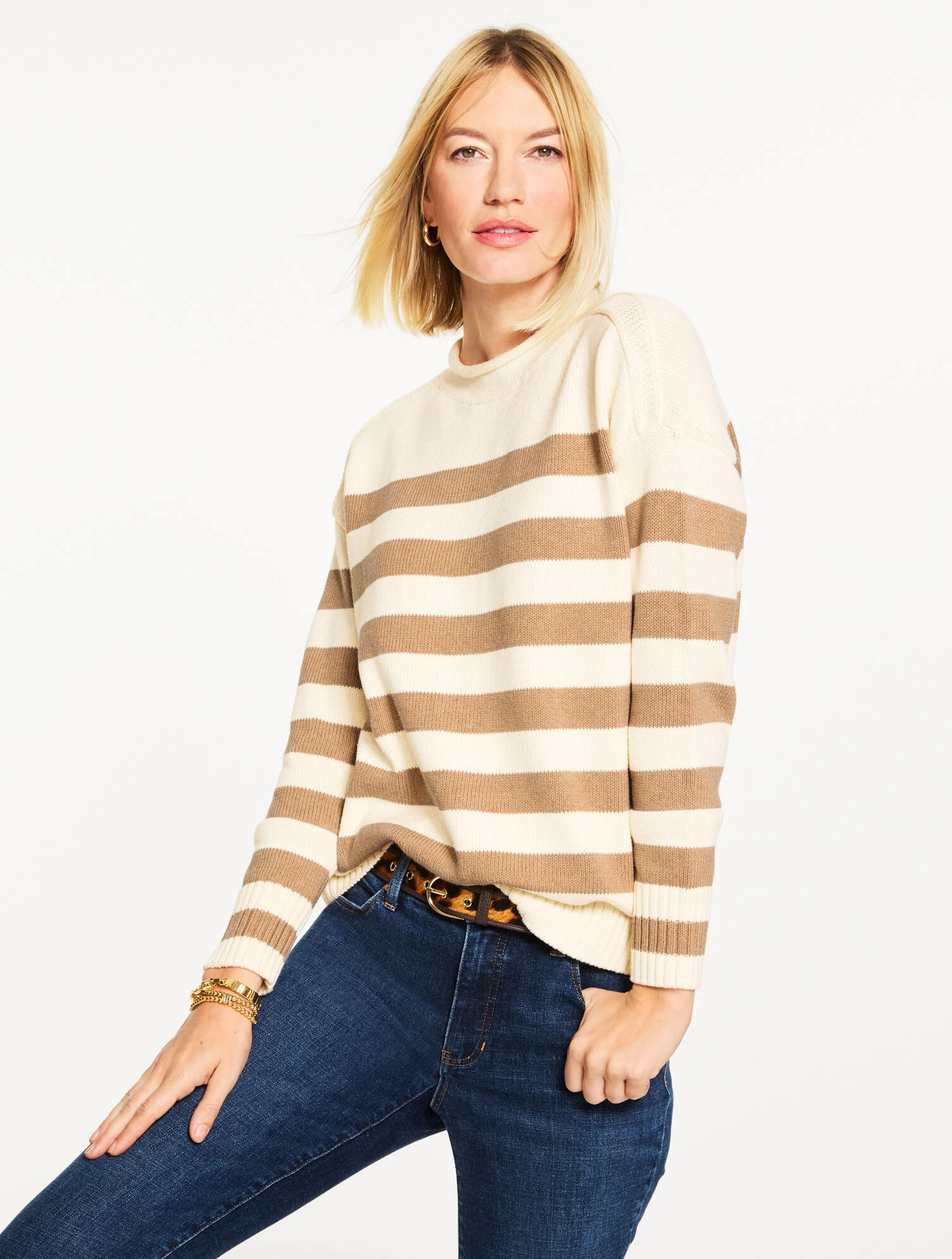 The Classic Roll Neck Sweater - Striped | Talbots