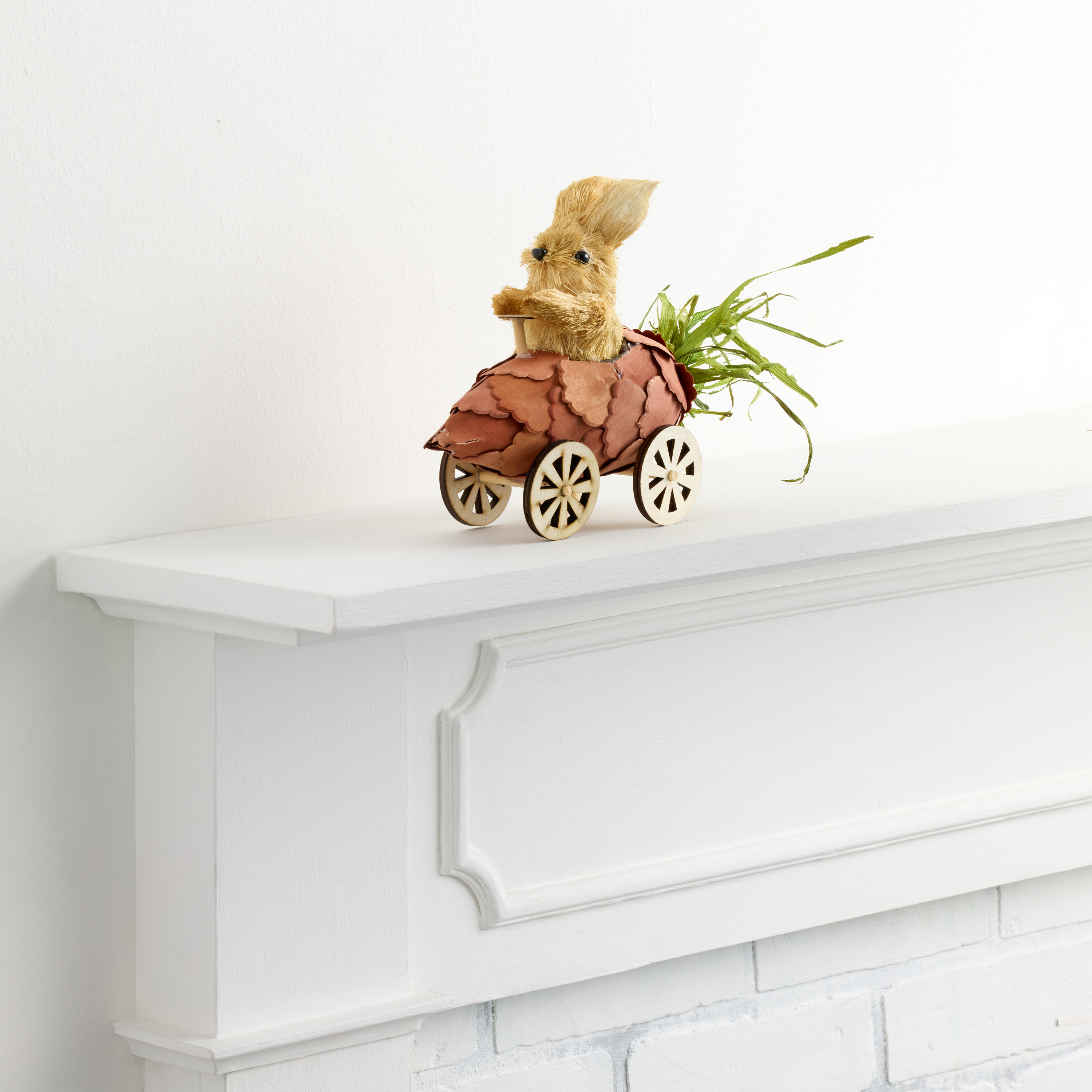 Brown Sisal Bunny and Wood Curl Carrot Car Decor | World Market