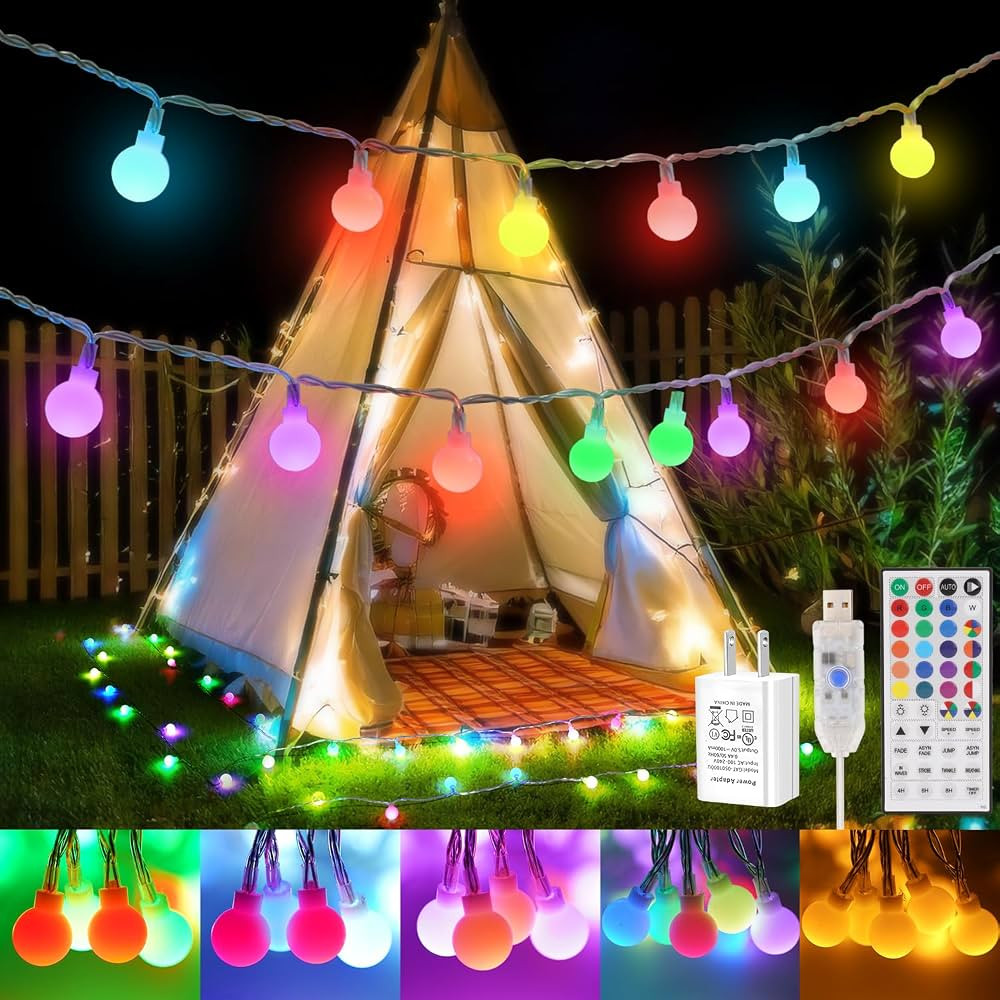 OMIKA 24 Colors Indoor String Lights with Remote, 16.5ft 50LED String Lights Bedroom USB Plug in,... | Amazon (US)