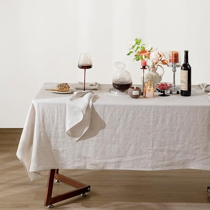 Talasily Linen Tablecloth 100% Pure Linen Table Cloth 60x84 Inches Rectangle Tablecloths Washable... | Amazon (US)