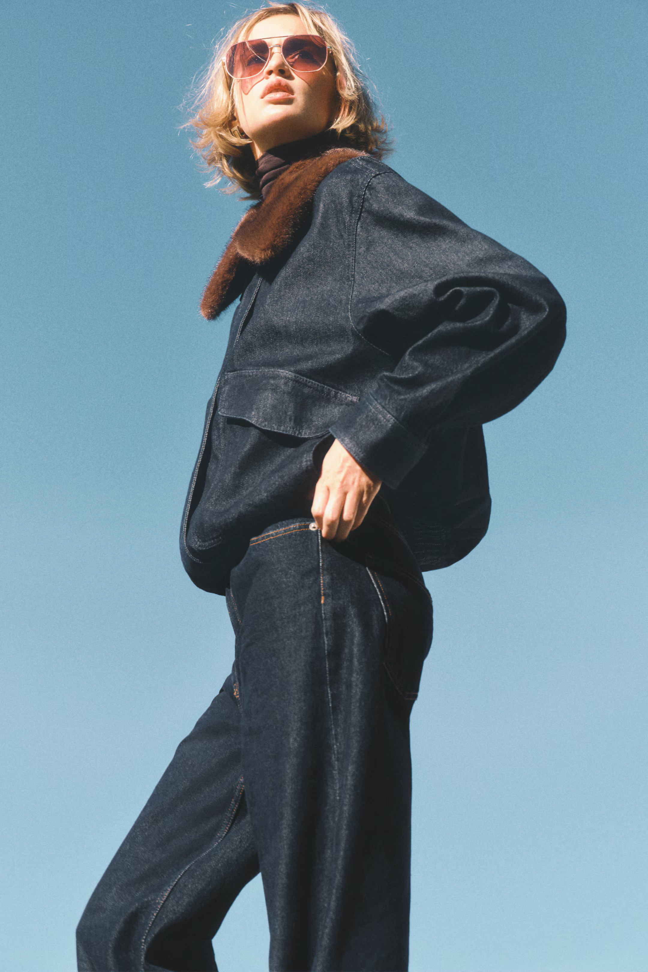 Fluffy-Collar Denim Jacket | H&M (US + CA)