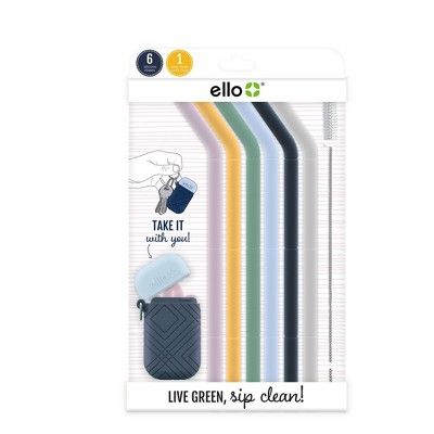 Ello Set of 6 Reusable Silicone Straws with Carrying Case | Target