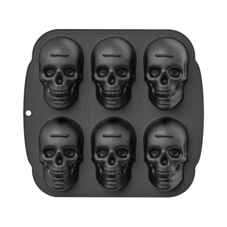 Halloween 6-Cavity Skull Silicone Cake Mold, Nonstick Skull Baking Pan for Mini Cakes, Chocolate,... | Walmart (US)