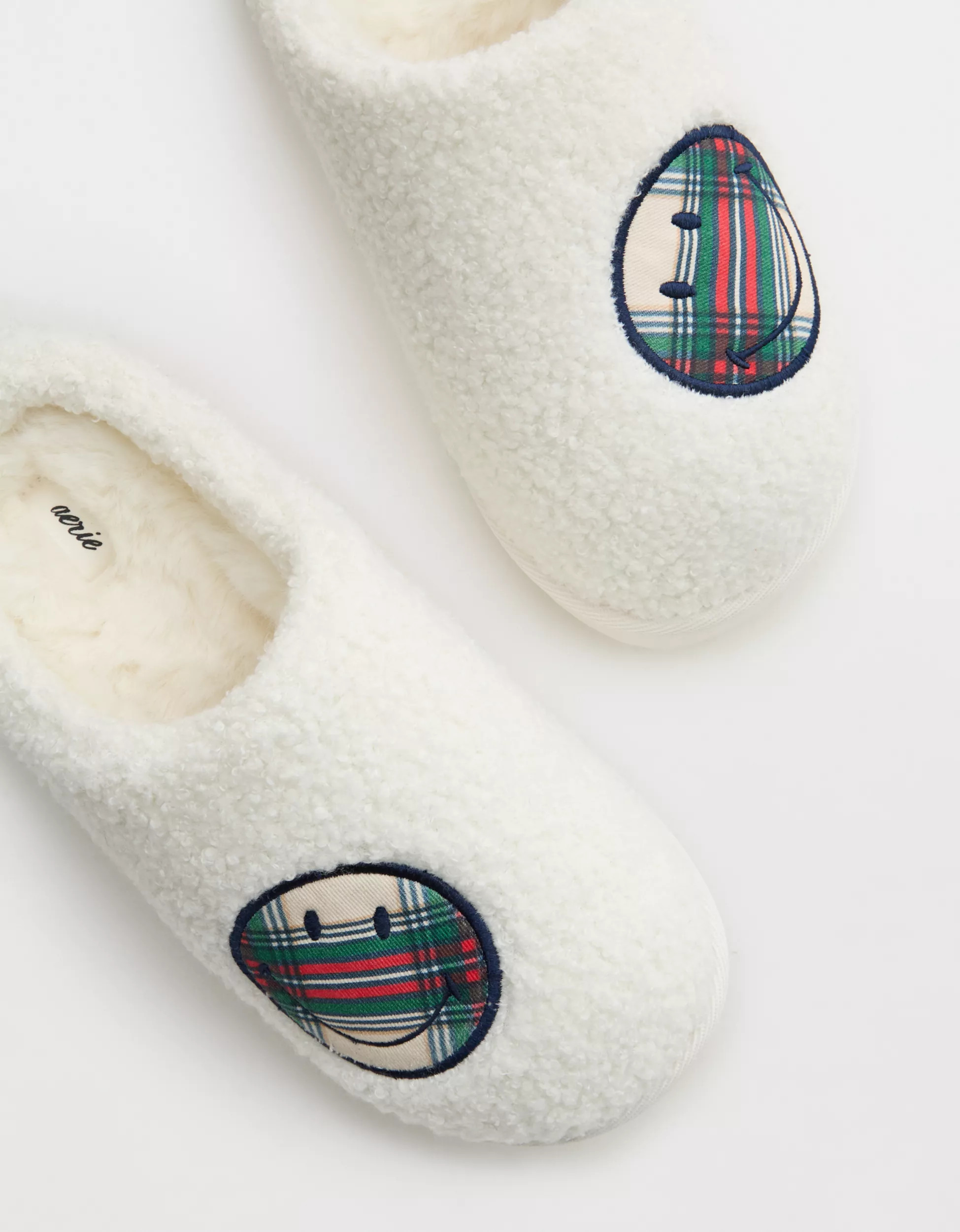 Aerie Smiley® Sherpa Scuff Slippers | Aerie