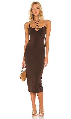 Lovers and Friends Fiona Midi Dress in Espresso Brown from Revolve.com | Revolve Clothing (Global)