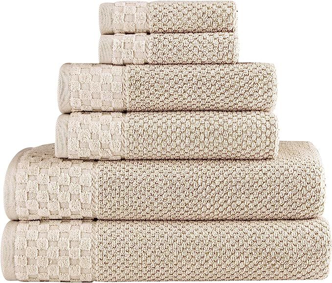 Classic Turkish Towels Premium Cotton Textured 6 PC Towel Set - Soft, Absorbent, Quick-Dry Luxury... | Amazon (US)