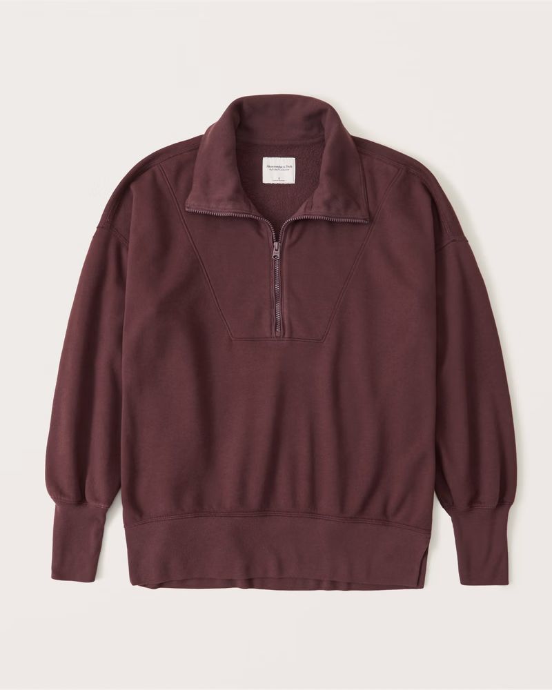 Split-Hem Tunic 3/4-Zip Sweatshirt | Abercrombie & Fitch (US)