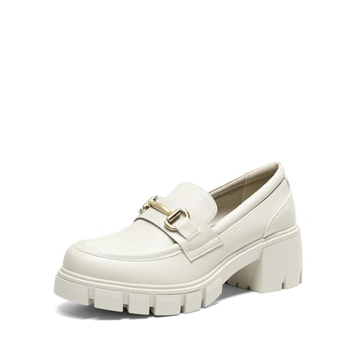 DREAM PAIRS Loafers for Women Platform Chunky Loafers,Beige,8.5 | Amazon (US)