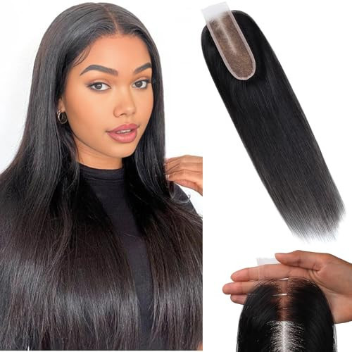 Lashey 2x6 HD Lace Closure, Natural Black HD Closure Pre Bleached Knots Pre Plucked Hairline Straight Human Hair 20 Inch | Amazon (US)