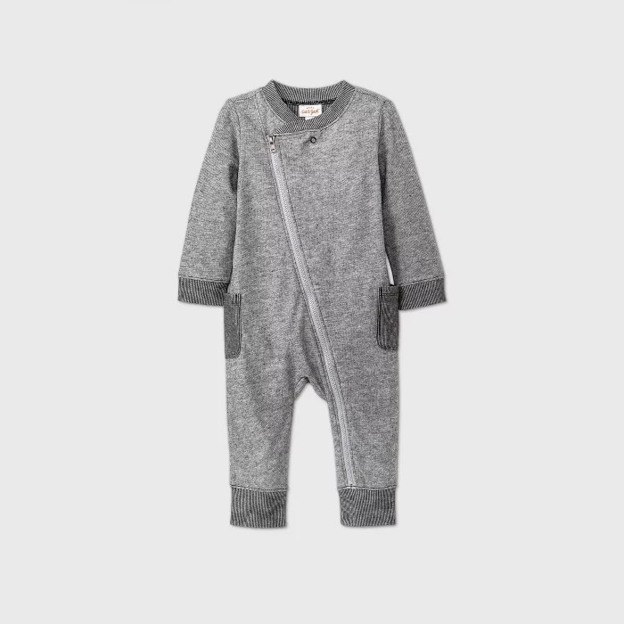 Baby Boys' Zip Front Romper - Cat & Jack™ Black | Target