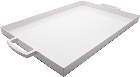 Zak Designs, White Large Rectangle Meeme Melamine Serving Tray, Easy to Hold with Modular Design,... | Amazon (US)