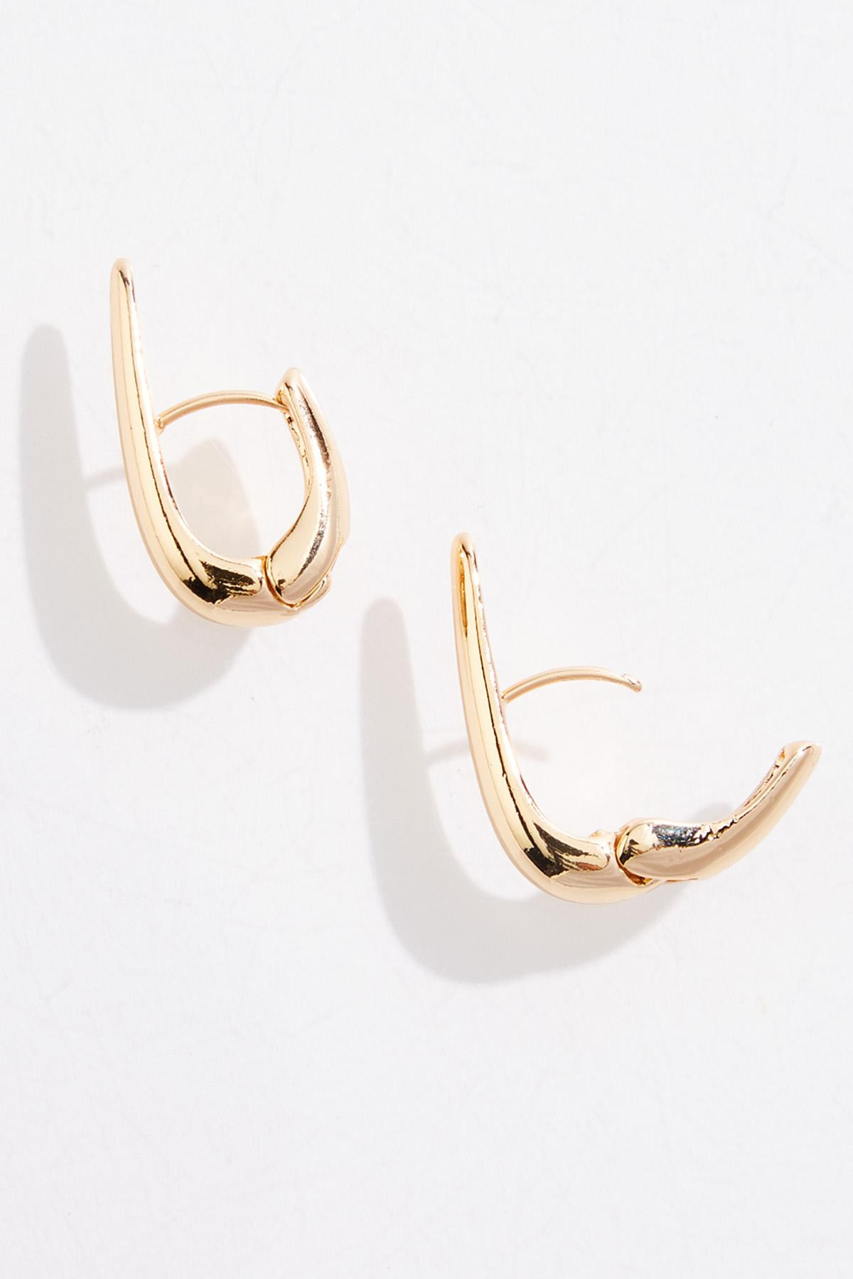 Elongated Gold Hoop Earrings | Cato Fashions